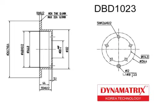 Тормозной диск DYNAMAX DBD1023 задняя ось