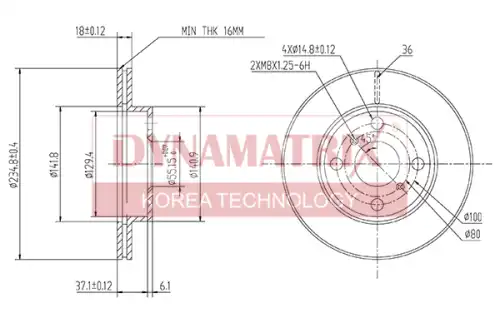 Тормозной диск DYNAMAX DBD1084 вентилируемый , передняя ось