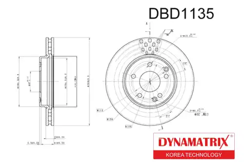 Тормозной диск DYNAMAX DBD1135 вентилируемый , передняя ось