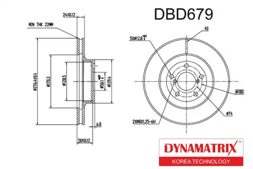 Тормозной диск DYNAMAX DBD679 вентилируемый , передняя ось