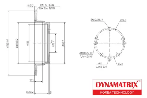 Тормозной диск DYNAMAX DBD1618 полный , задняя ось