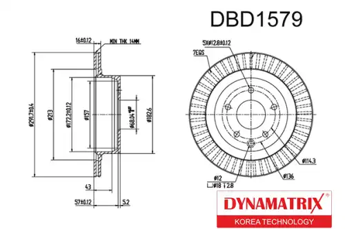 Тормозной диск DYNAMAX DBD1579 вентилируемый , задняя ось