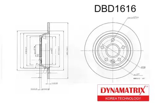 Тормозной диск DYNAMAX DBD1616 полный , задняя ось
