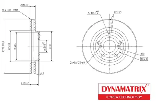 Тормозной диск DYNAMAX DBD501 вентилируемый , передняя ось