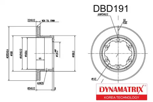 Тормозной диск DYNAMAX DBD191 вентилируемый , передняя ось