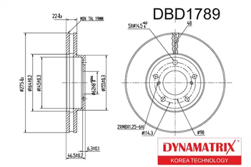 Тормозной диск DYNAMAX DBD1789 вентилируемый , передняя ось