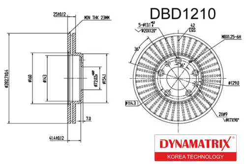 Тормозной диск DYNAMAX DBD1210 вентилируемый , передняя ось
