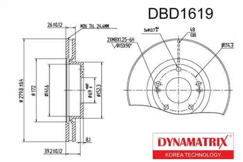 Тормозной диск DYNAMAX DBD1619 вентилируемый , передняя ось