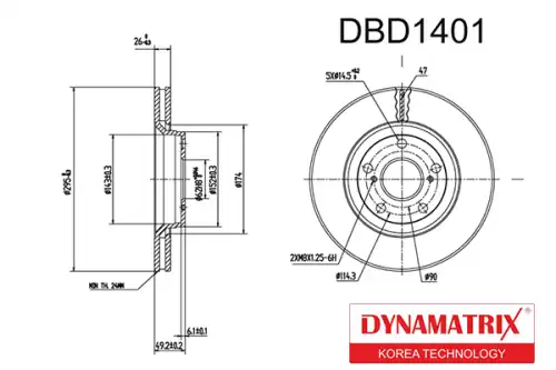 Тормозной диск DYNAMAX DBD1401 вентилируемый , передняя ось