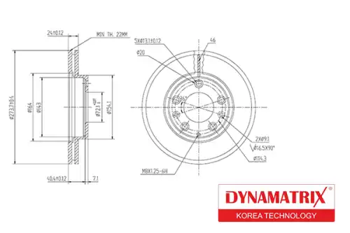 Тормозной диск DYNAMAX DBD1278 вентилируемый , передняя ось
