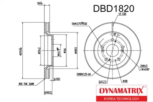 Тормозной диск DYNAMAX DBD1820 вентилируемый , передняя ось