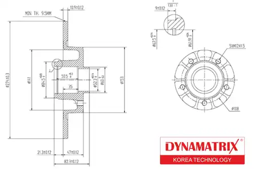 Тормозной диск DYNAMAX DBD1364 полный , задняя ось