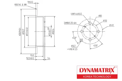 Тормозной диск DYNAMAX DBD1417 полный , задняя ось