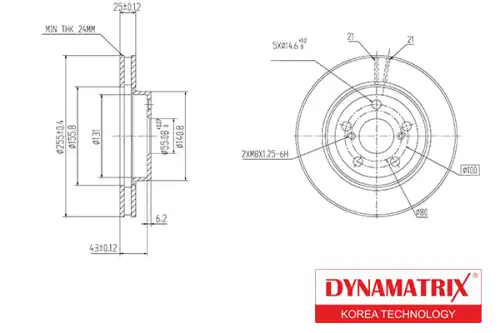Тормозной диск DYNAMAX DBD620 вентилируемый , передняя ось