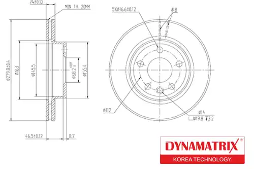 Тормозной диск DYNAMAX DBD1010 вентилируемый , передняя ось