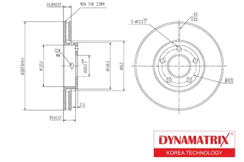 Тормозной диск DYNAMAX DBD320 вентилируемый , передняя ось