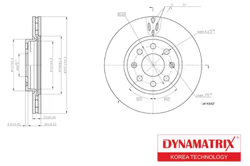 Тормозной диск DYNAMAX DBD1304 вентилируемый , передняя ось