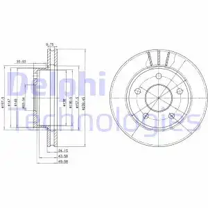 Тормозной диск DELPHI BG2472 вентилируемый , передняя ось