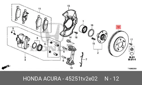 Тормозной диск HONDA 45251TV2E02