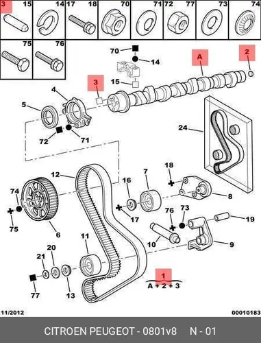 Распредвал PSA 0801 V8