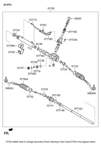 реечный рулевой механизм 577003N600 HYUNDAI
