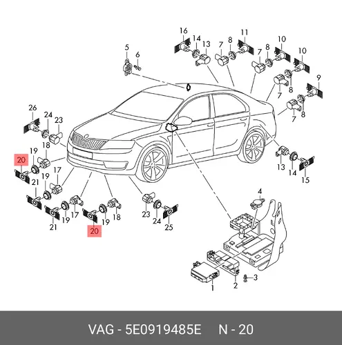 5E0919485E Кронштейн бампера VAG