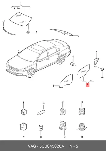 СТЕКЛО ДВЕРИ 5CU845026A VAG