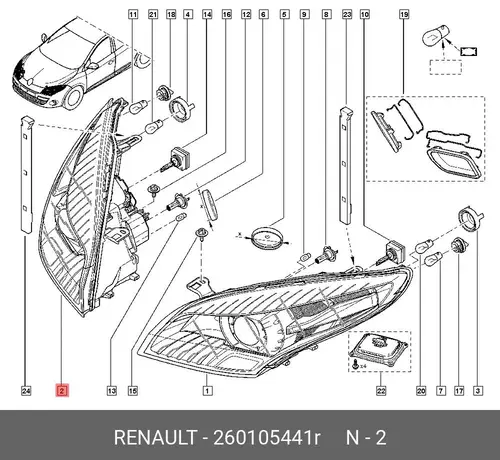 Фара RENAULT 260105441R