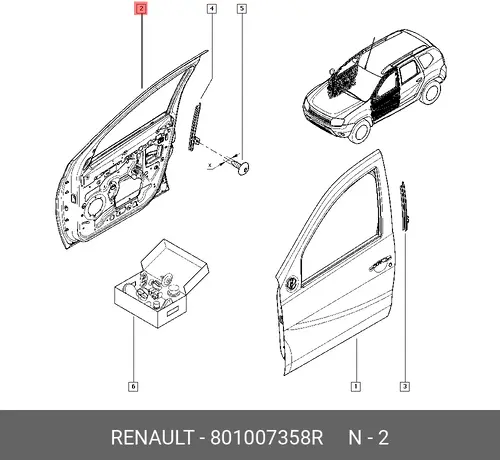 ДВЕРЬ ПЕР. ПРАВ. SANDERO STEPWAY 801007358R RENAULT