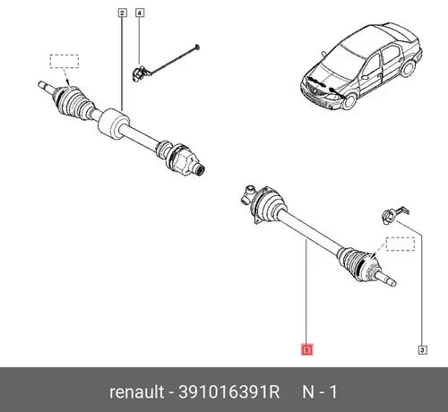 привод! левый\ Renault Logan 39 10 163 91R