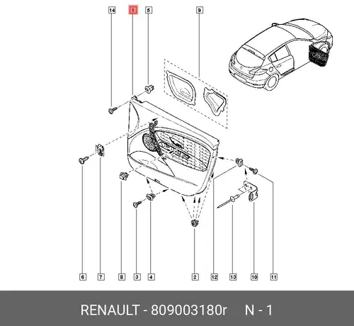 ПАНЕЛЬ ДВЕРИ ПЕРЕДНЕЕ ПРАВ 809003180R RENAULT
