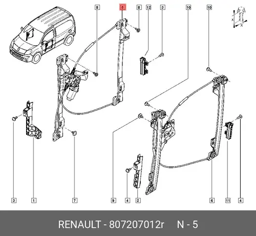 LEVE-VITRE AV D ELECTRIQUE 807207012R RENAULT
