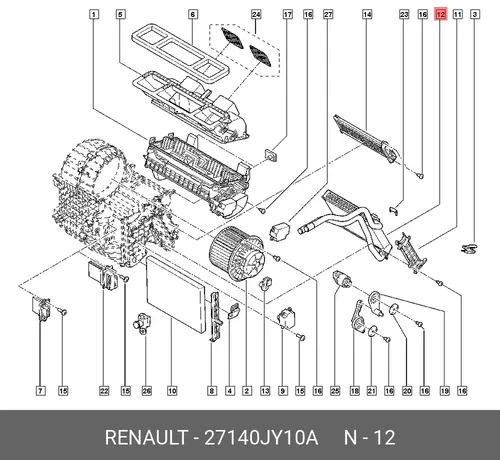 Радиатор печки RENAULT 27140JY10A