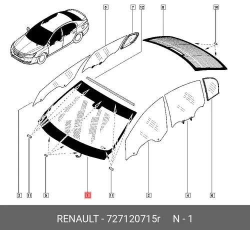 СТЕКЛО ЛОБОВОЕ 727120715R RENAULT