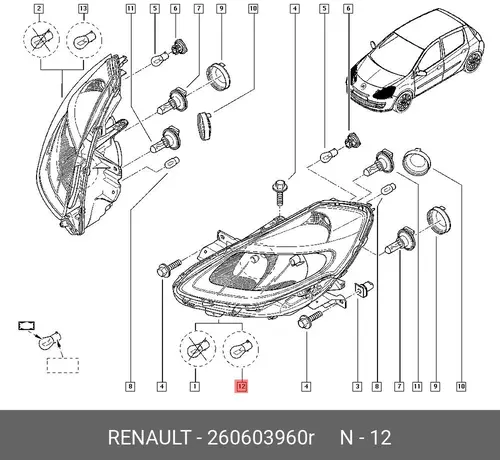 Фара RENAULT 260603960R