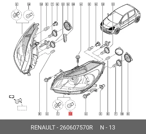Фара RENAULT 260607570R