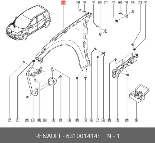 Крыло RENAULT 631001414R