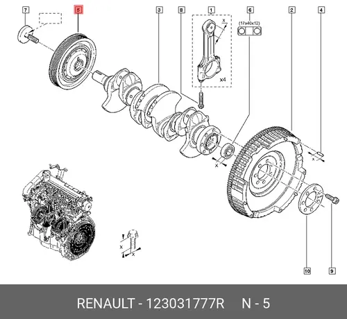 Шкив коленвала RENAULT 123031777R