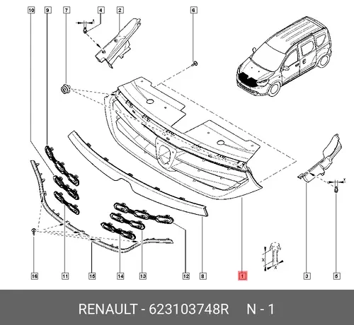 Решетка радиатора RENAULT 623103748R