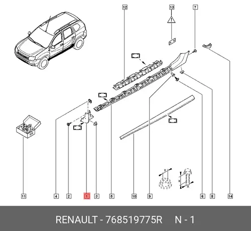 КРОНШТЕЙН КРЕП БРЫЗГОВИКА ПЕР ЛЕВ(ПЛАС) 768519775R RENAULT