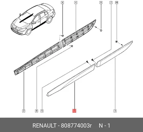  МОЛДИНГ ДВЕРИ ПЕРЕДНЕЙ ЛЕВОЙ 808774003R RENAULT