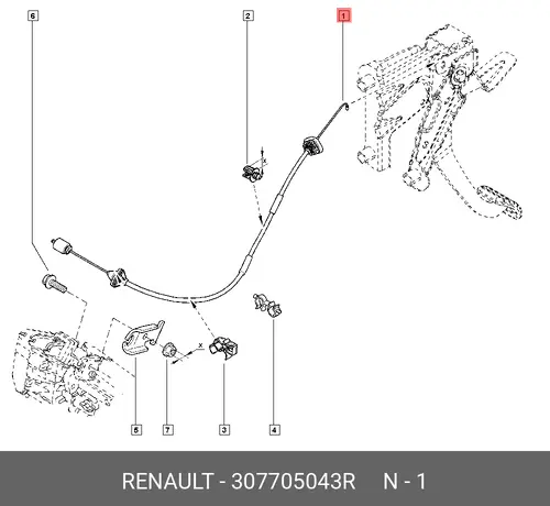 Трос сцепления RENAULT 307705043R