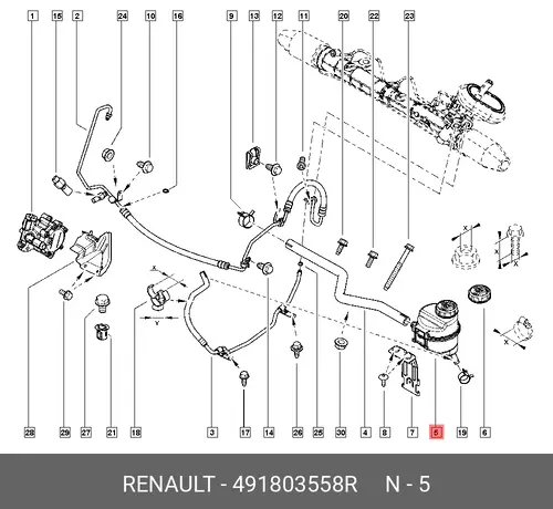 Бачки гидроусилителя руля RENAULT 491803558R