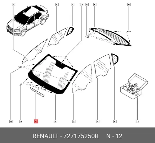 Уплотнитель двери RENAULT 727175250R