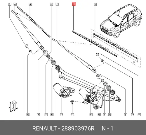 Щетка стеклоочистителя каркасная 288903976R RENAULT 600/24" мм/", 1 шт