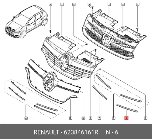 Решетка радиатора RENAULT 623846161R