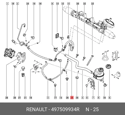 уплотнитель трубки ГУР!\ Renault 497509934R