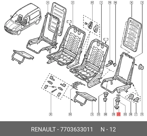 7703633011 ГАЙКА M8X12 RENAULT