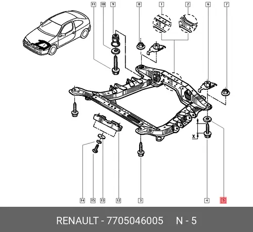 ШАЙБА БОЛТА КРЕПЛ.ПОДРАМН. 7705046005 RENAULT
