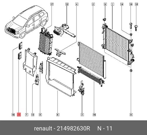 кронштейн радиатора правый!\ Renault 214982630R